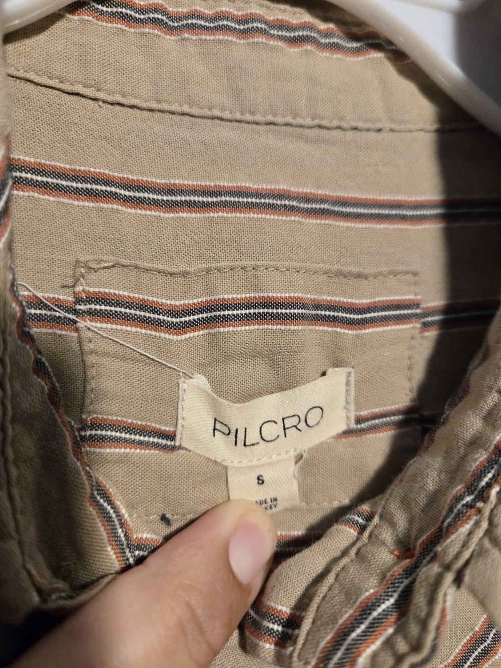 Pilcro Beige Striped Oversized Button Down - Picture 2 of 4
